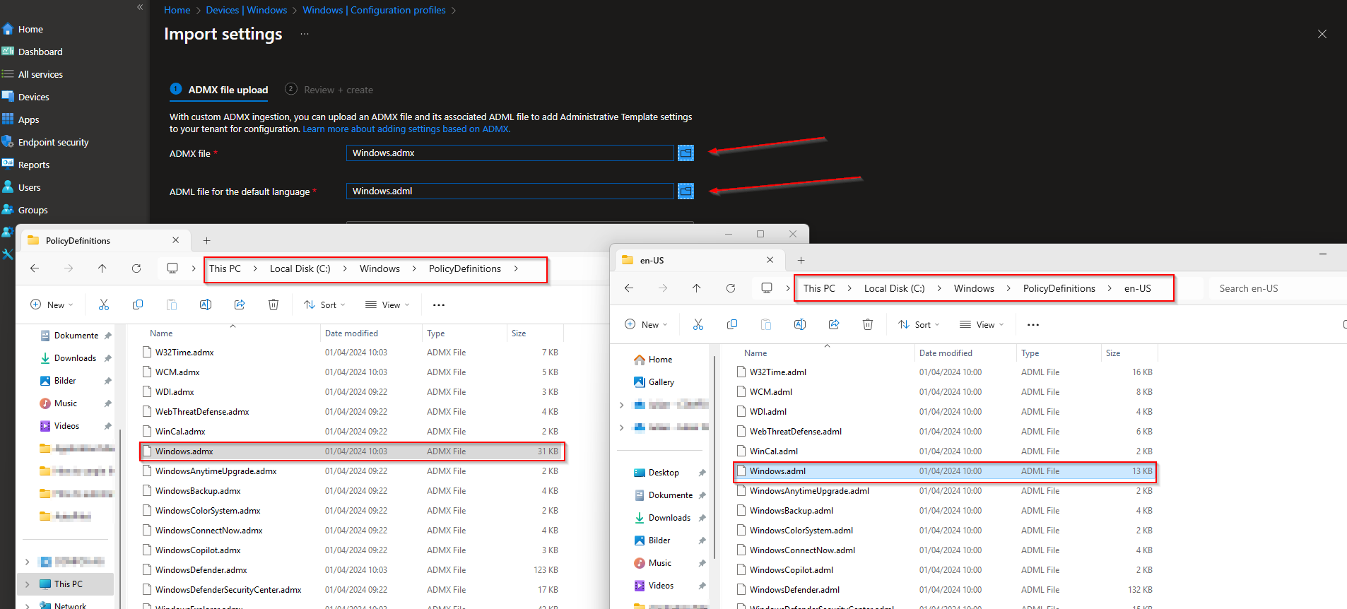 Import ADMX in Intune Configuration profiles